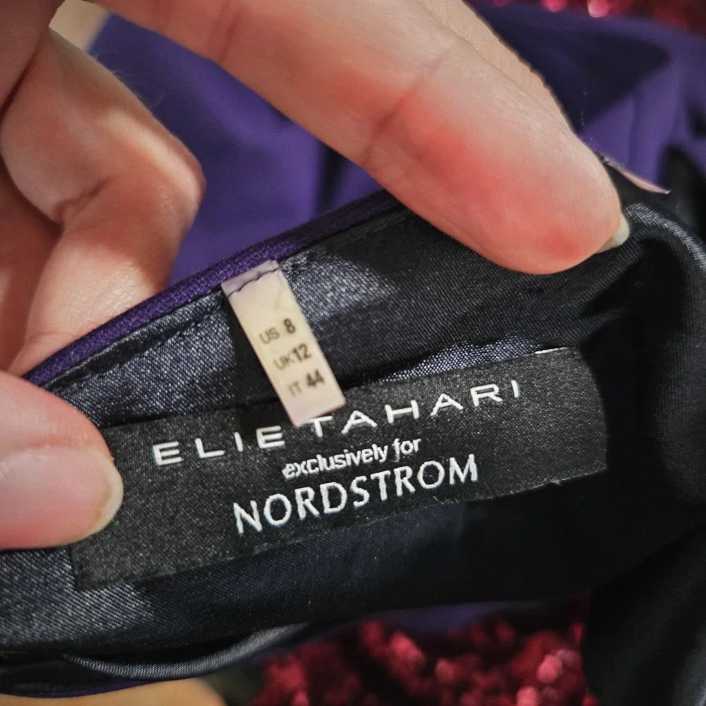 Vintage Y2K Elie Tahari Purple Sheath Dress Boat Neck Casual Cocktail Nordstrom‎